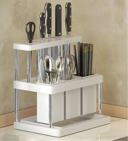 Bestekhouder - OrganizePro - Lepel Vork Opberging - Multifunctionele Rek