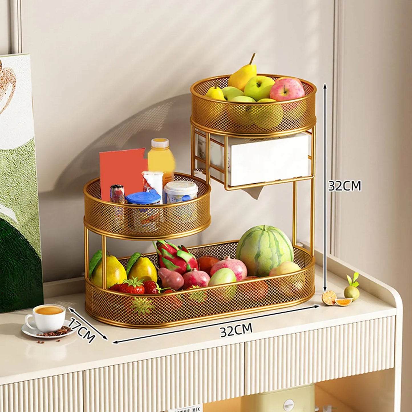 Fruitmand - FreshFlow - 3 Laags Ontwerp - Ruimtebesparende Opberging