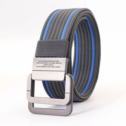 Canvas Riem - FlexiBelt - Dubbele Metalen Gesp - Gestreept Ontwerp