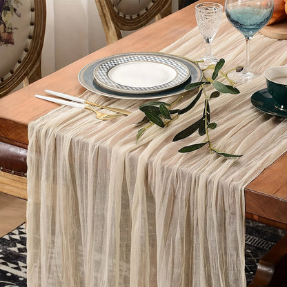 Kaasdoek Tafelloper - Linvera - Boho Bruiloft Decoratie - Rustieke Tafel Styling