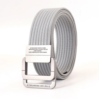 Canvas Riem - FlexiBelt - Dubbele Metalen Gesp - Gestreept Ontwerp