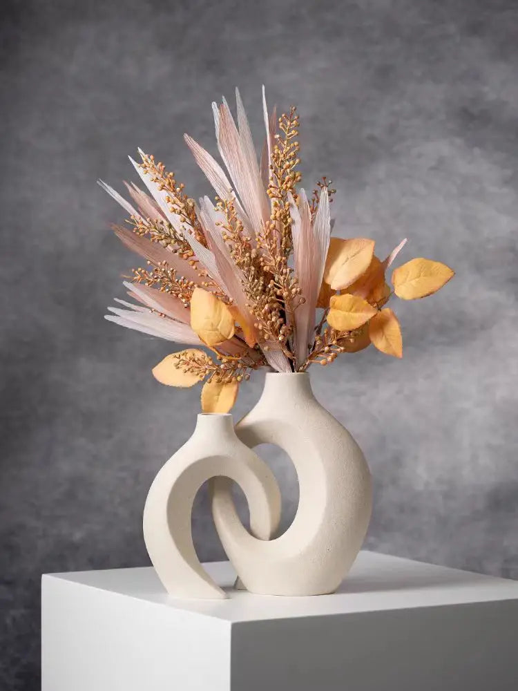 Keramische Vaas Set - DecoFlex - Nordic Boho Stijl - Woondecoratie Accent