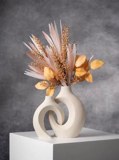 Keramische Vaas Set - DecoFlex - Nordic Boho Stijl - Woondecoratie Accent