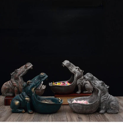 Decoratieve Dieren Kom - Hipvora - Uniek Nijlpaard Design - Moderne Woondecoratie