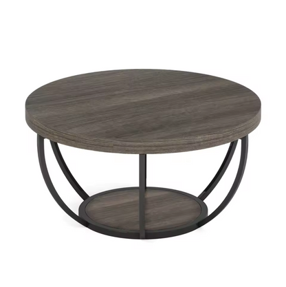 Ronde Salontafel - Furnivo - 2-Lagen Design - Industriële Metalen Frame