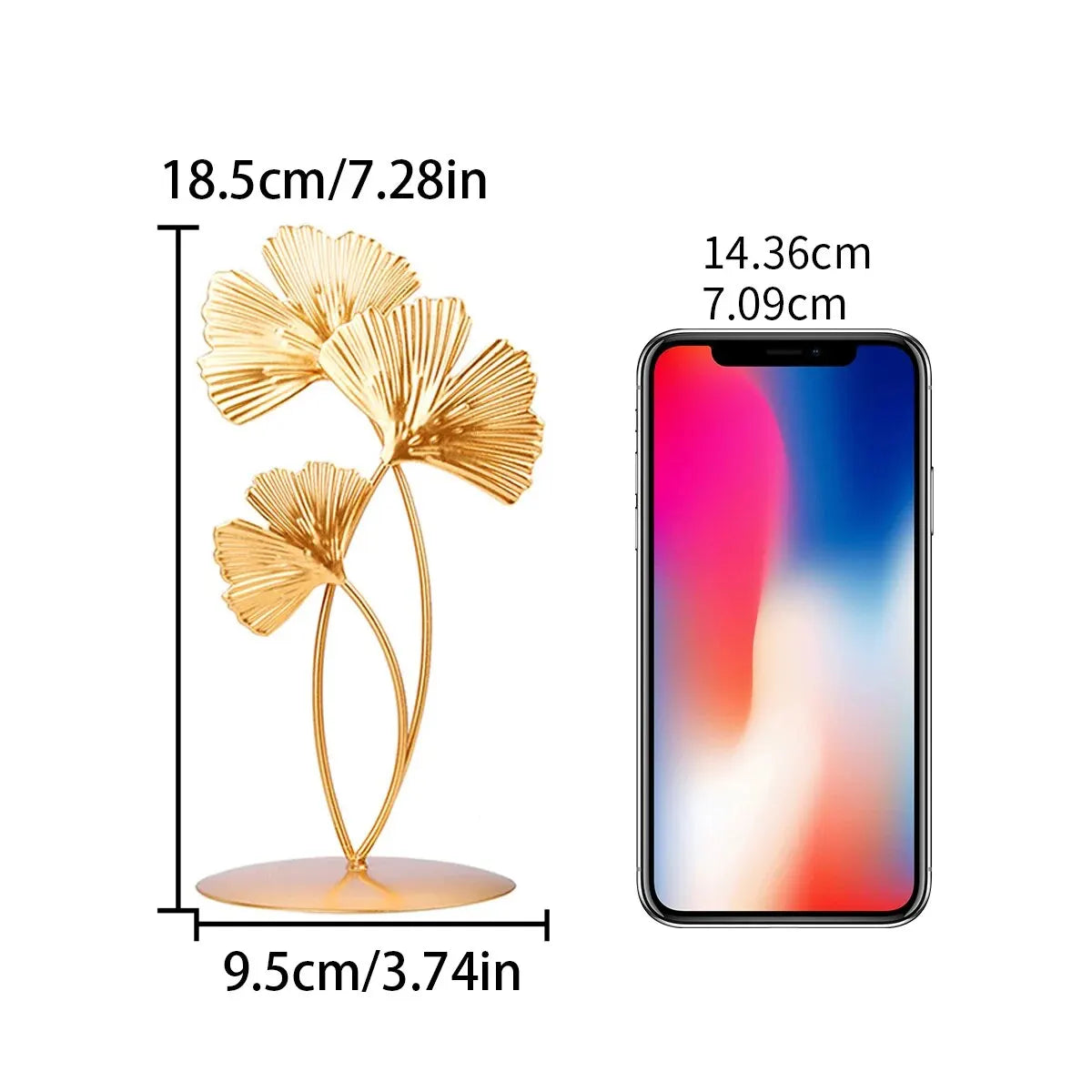 Metaal Muurdecoratie - Ginkora - Gouden Blad Sculptuur - Moderne Woonkamer Kunst