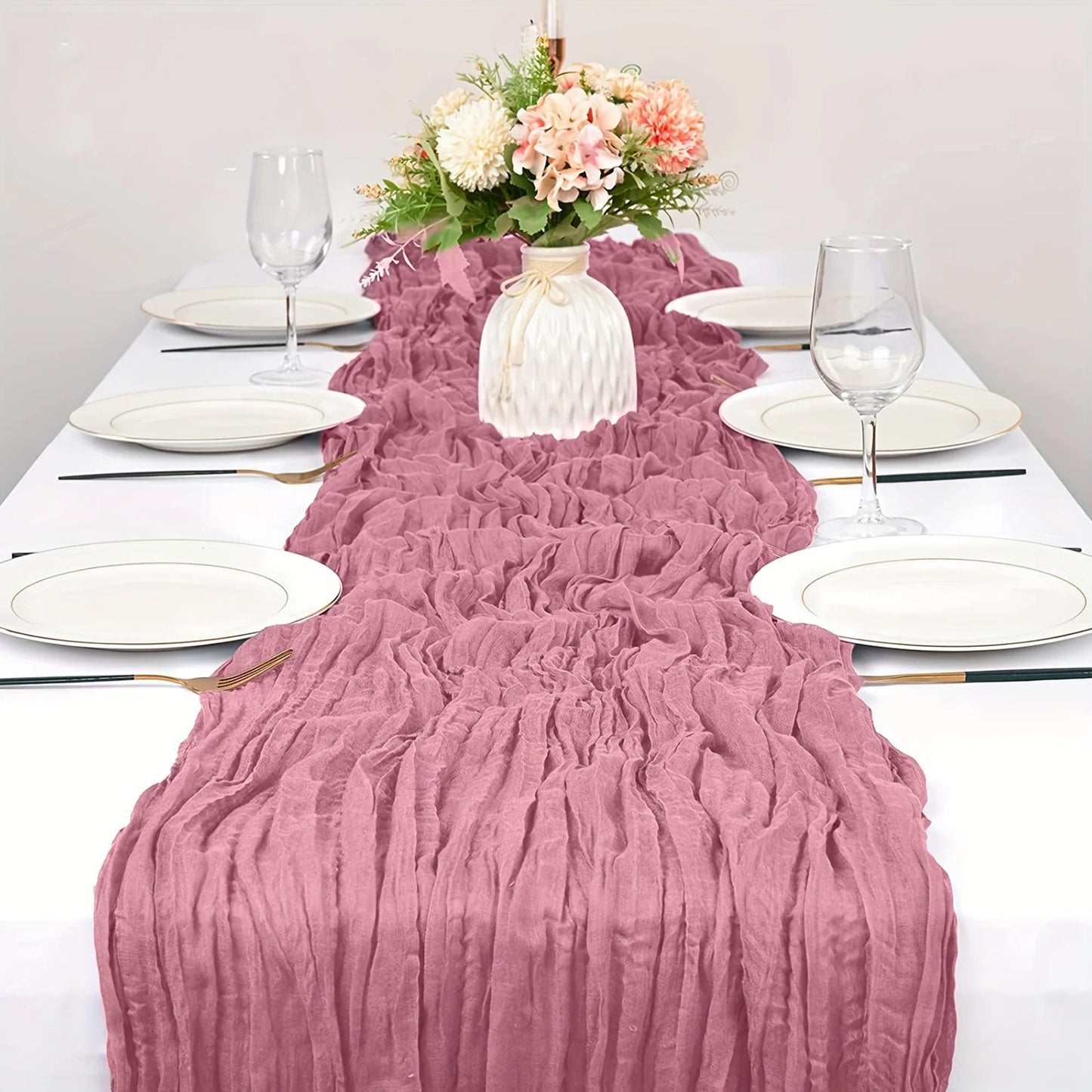 Kaasdoek Tafelloper - Linvera - Boho Bruiloft Decoratie - Rustieke Tafel Styling