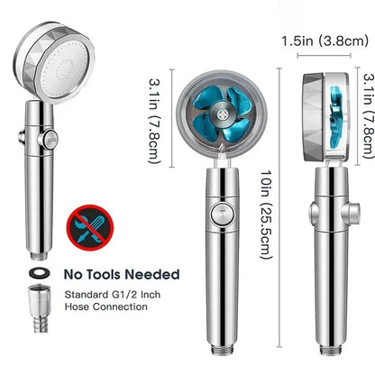 TurboFan Douchekop - AquaMax - 360° Draaibaar - Hoge Druk Waterbesparing