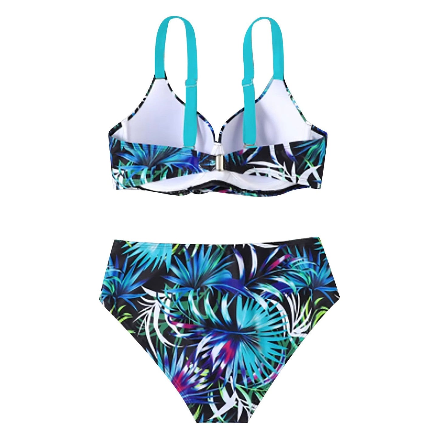 Bikini Set - AquaLuxe - Hoge Taille - Bladprint