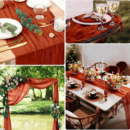 Kaasdoek Tafelloper - Linvera - Boho Bruiloft Decoratie - Rustieke Tafel Styling