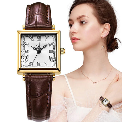 Dames Quartz Horloge - LuxeTime - Elegante Ontwerp - Lederen Band