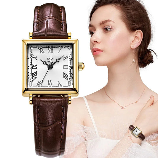 Dames Quartz Horloge - LuxeTime - Elegante Ontwerp - Lederen Band