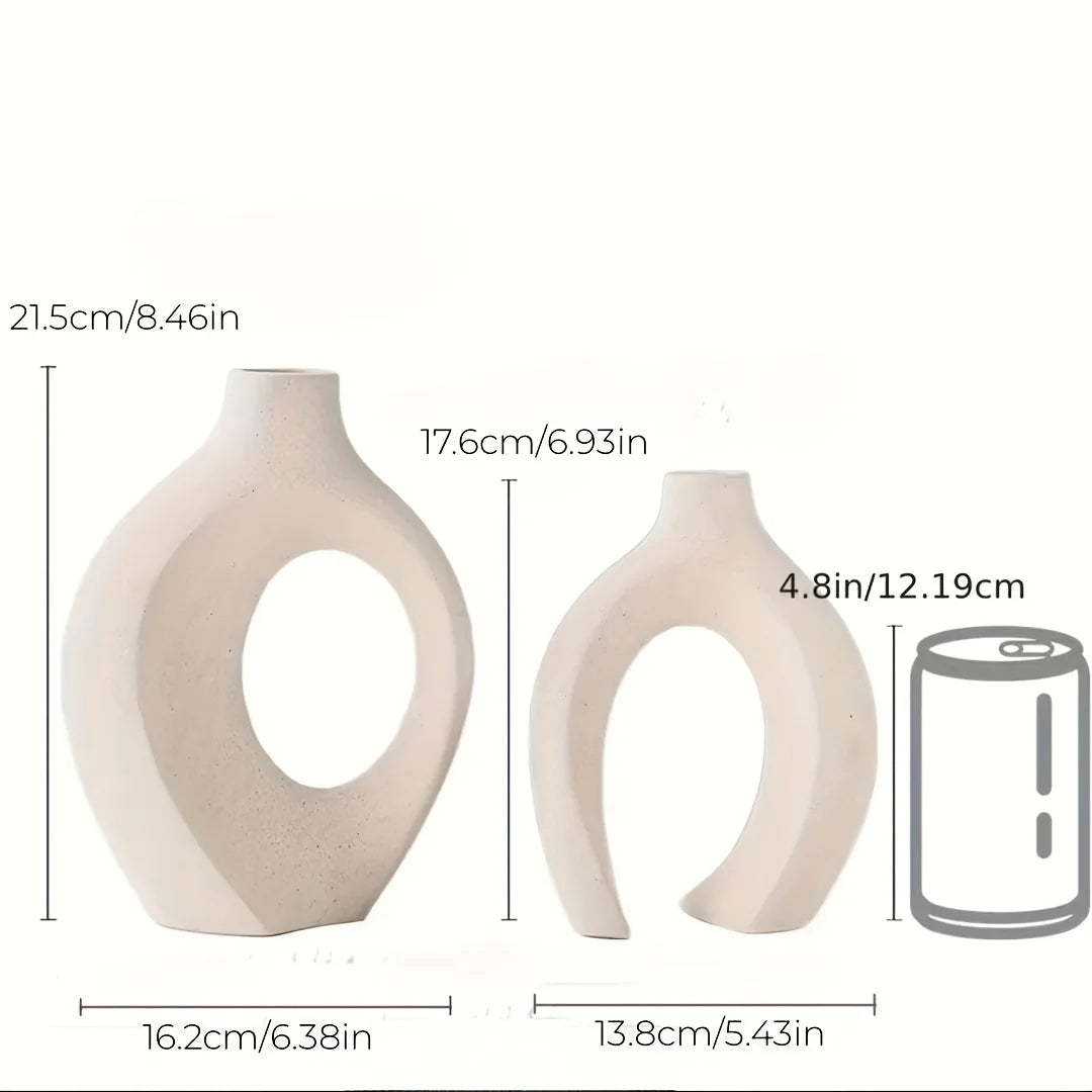 Keramische Vaas Set - DecoFlex - Nordic Boho Stijl - Woondecoratie Accent