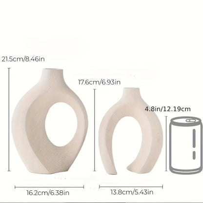 Keramische Vaas Set - DecoFlex - Nordic Boho Stijl - Woondecoratie Accent
