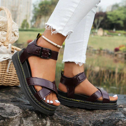 Plateau Sandalen Dames - Veloria - Chunky Hak Ontwerp - Zomerse Modieuze Schoenen