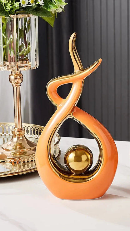 Kunst Sculptuur - LuxeForm - Abstract Ontwerp - Gouden Accenten