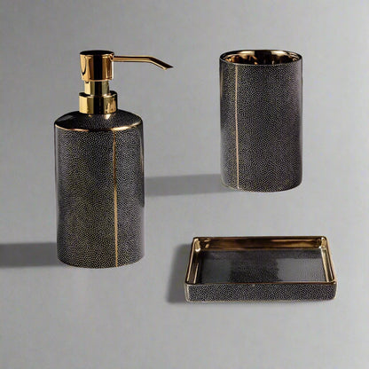 Badkameraccessoires Set - Luxura - Keramische Dispenser - Gouden Details