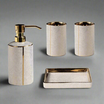Badkameraccessoires Set - Luxura - Keramische Dispenser - Gouden Details