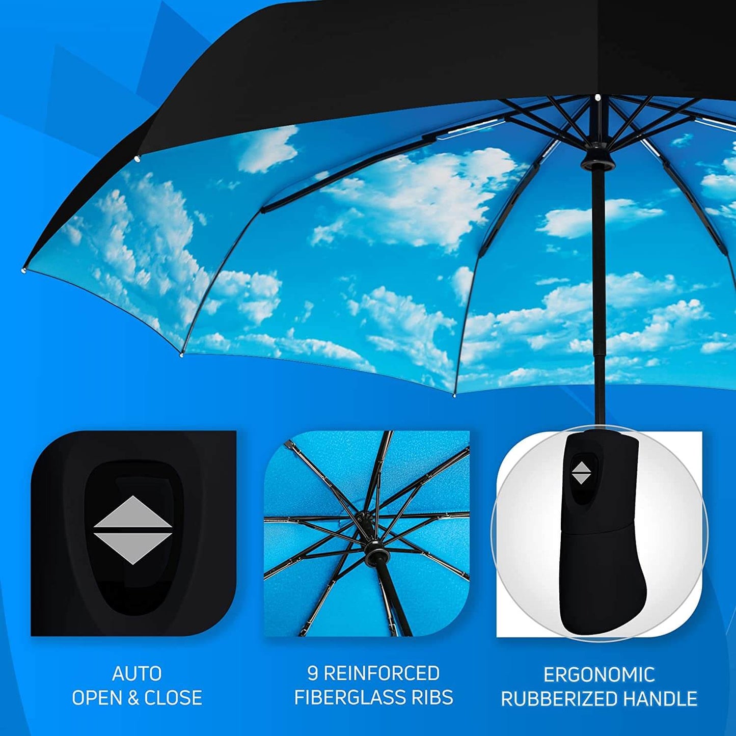 Compact Reisparaplu - SkyShield - Automatisch Open/Dicht - Windbestendig Ontwerp