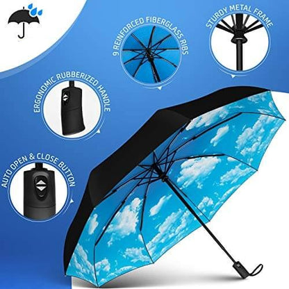 Compact Reisparaplu - SkyShield - Automatisch Open/Dicht - Windbestendig Ontwerp
