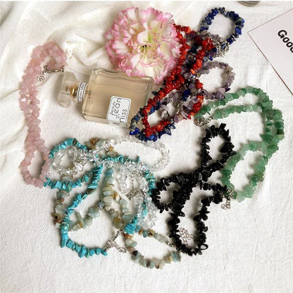 Kristallen Hanger Ketting - Virelle - Gepolijste Edelsteen Bedel - Elegante Dames Sieraden