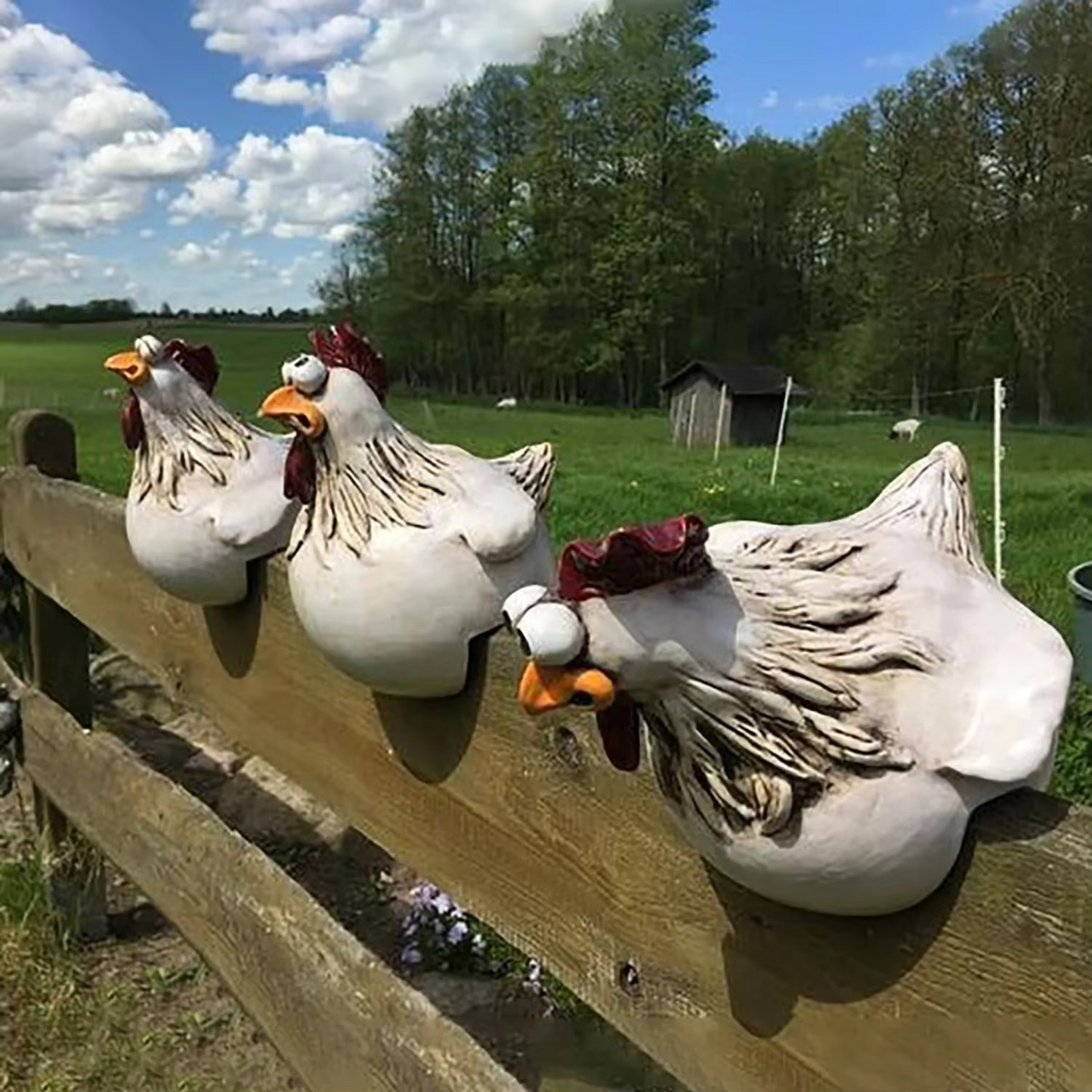 Tuindecoratie Beelden - Chickeneer - Resin Beeldhouwwerk - Boerderij Kunst