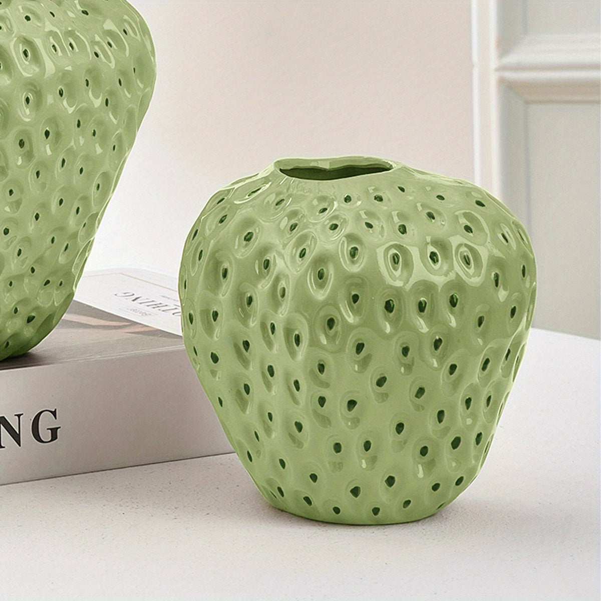 Keramische Vaas Set - FruitCraft - Aardbei Design - Elegante Woondecoratie