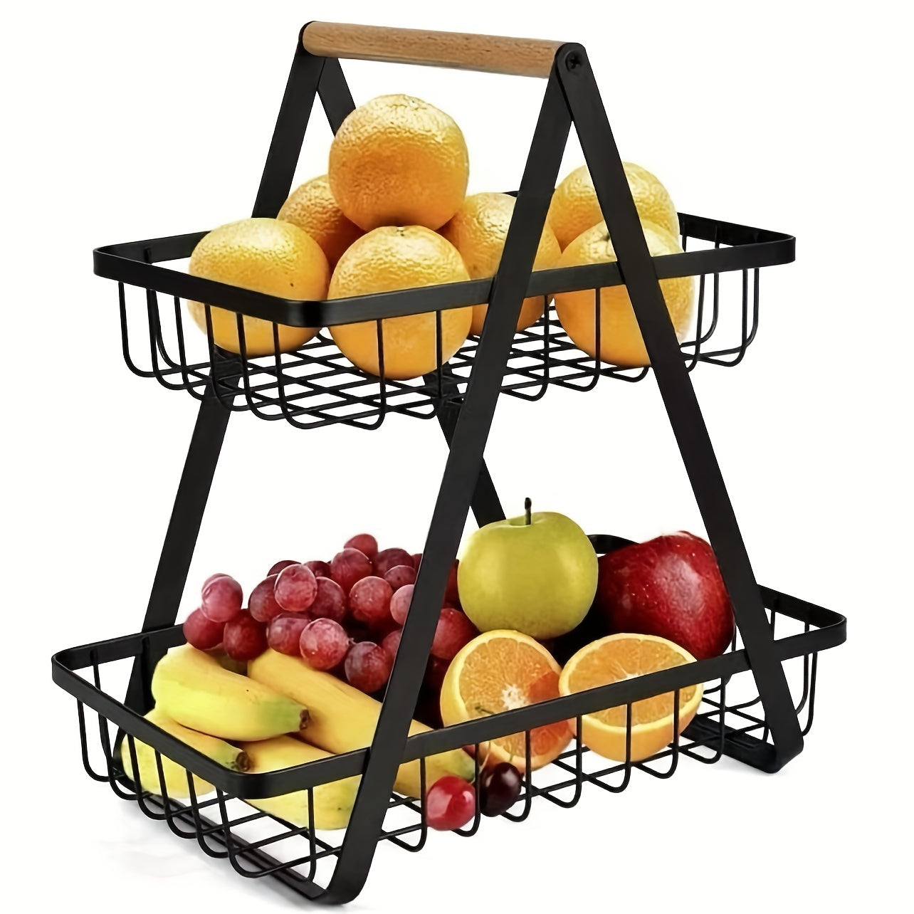 Fruit- en Groentemand - Harvest - Metalen Design - Houten Handvat