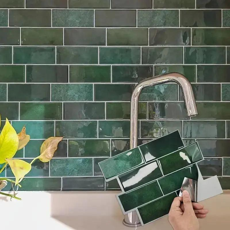 Wandstickers - DecoFlex - Groene Baksteenpatroon - Waterdicht Peel & Stick