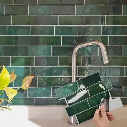 Wandstickers - DecoFlex - Groene Baksteenpatroon - Waterdicht Peel & Stick