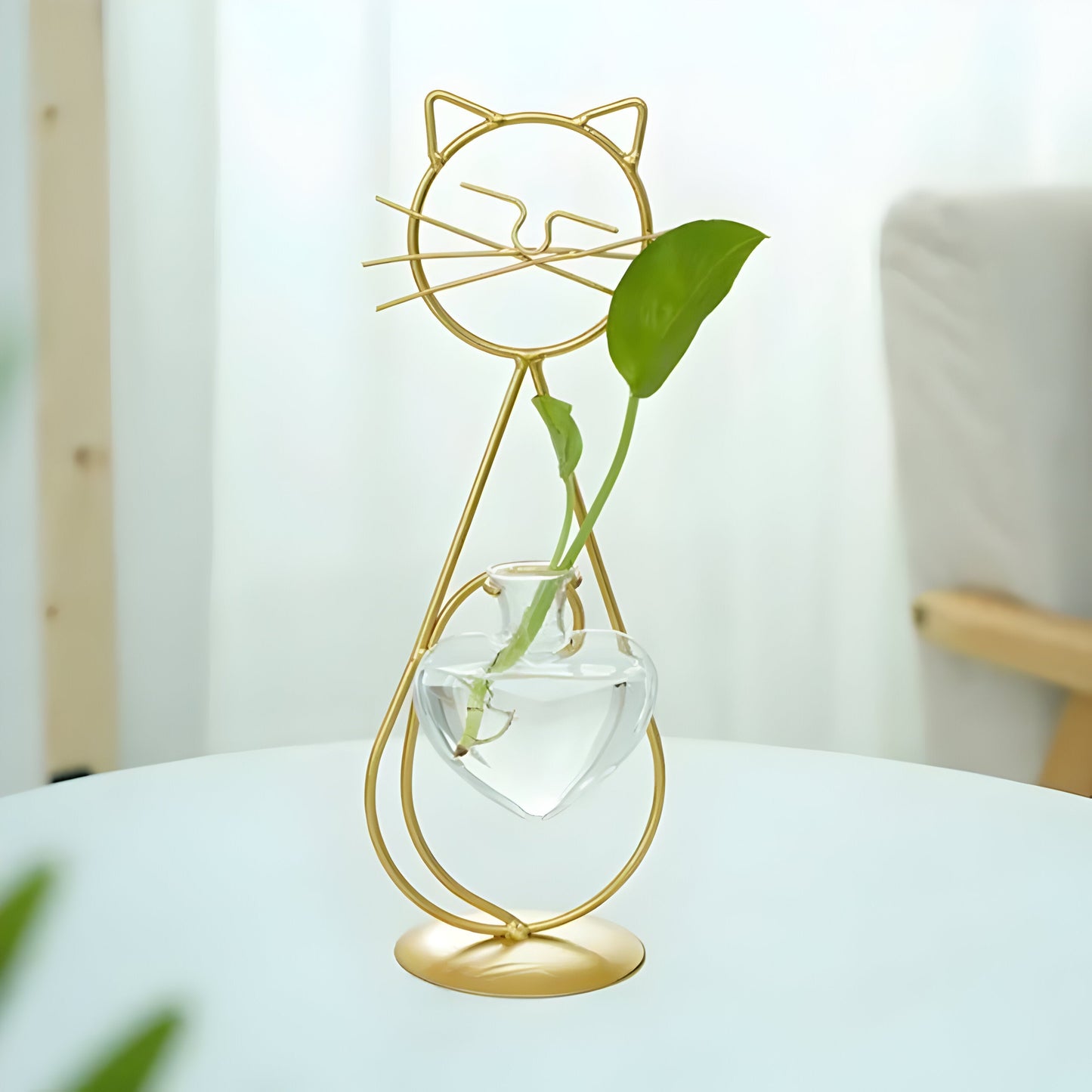 Hydrocultuur Vaasje - AquaPurr - Hartvormig Glas - Katvormige Houder