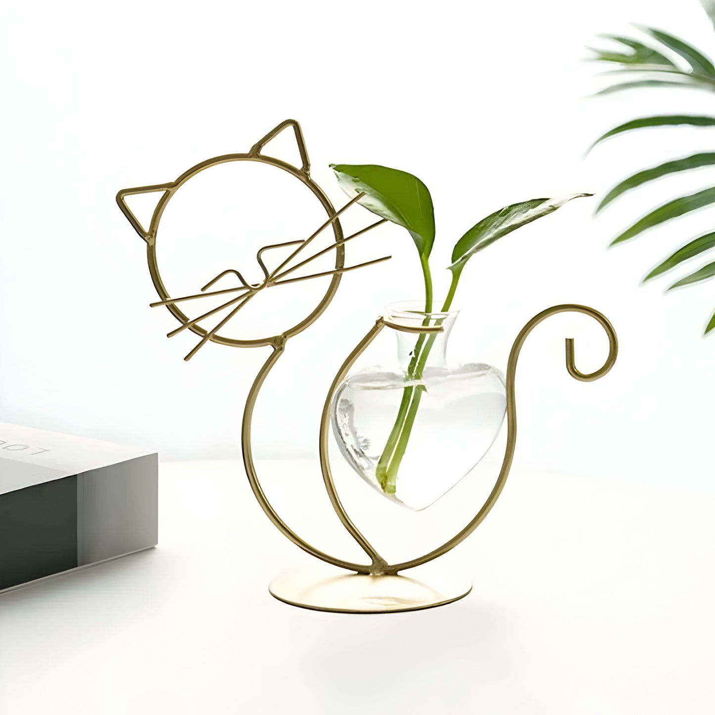 Hydrocultuur Vaasje - AquaPurr - Hartvormig Glas - Katvormige Houder