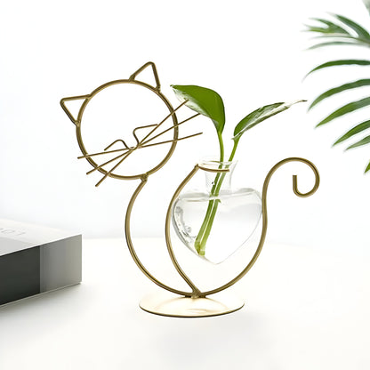 Hydrocultuur Vaasje - AquaPurr - Hartvormig Glas - Katvormige Houder