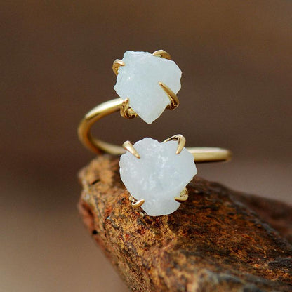 Verstelbare Ring - GemAura - Ruwe Steen - Amethist & Kwarts