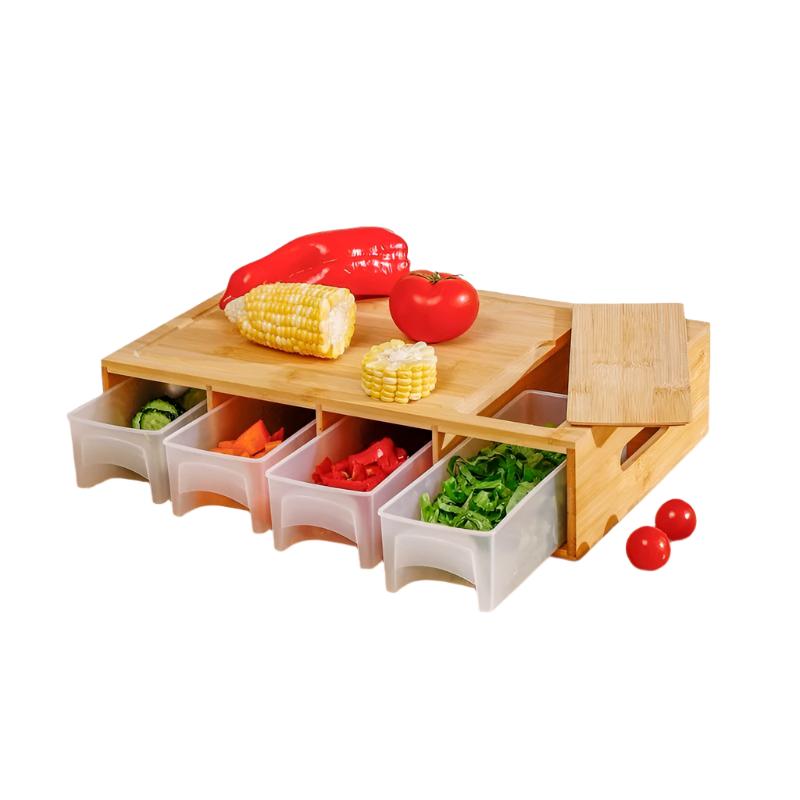 Snijplank - PrepMaster - Bamboemateriaal - 4-Vak Ontwerp