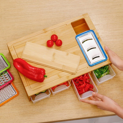 Snijplank - PrepMaster - Bamboemateriaal - 4-Vak Ontwerp