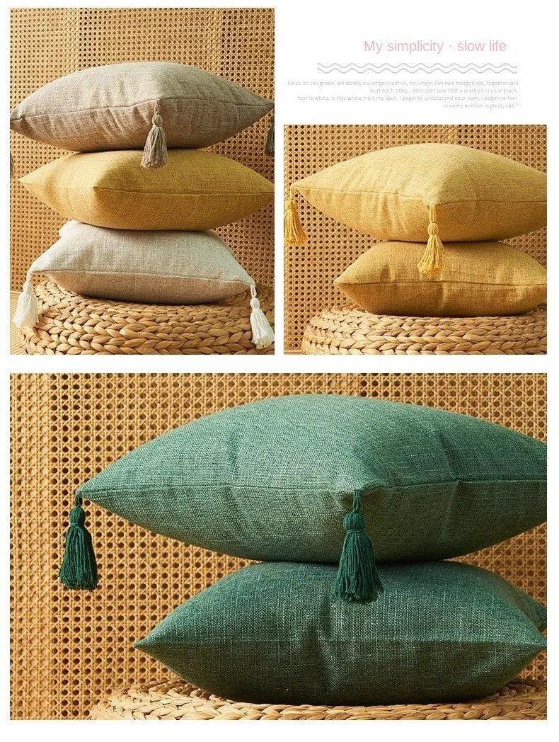 Kussenhoes - SoftLuxe - Linnen Stof - Franje Details