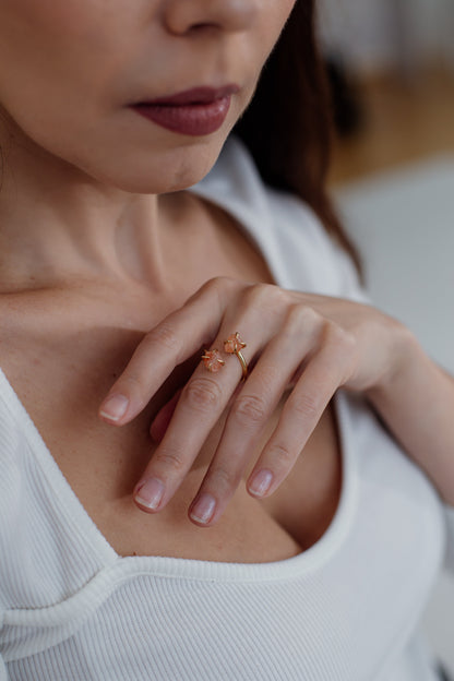 Verstelbare Ring - GemAura - Ruwe Steen - Amethist & Kwarts