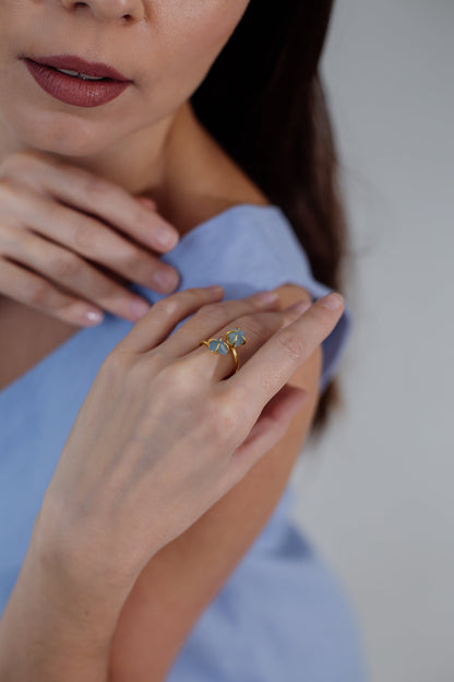 Verstelbare Ring - GemAura - Ruwe Steen - Amethist & Kwarts