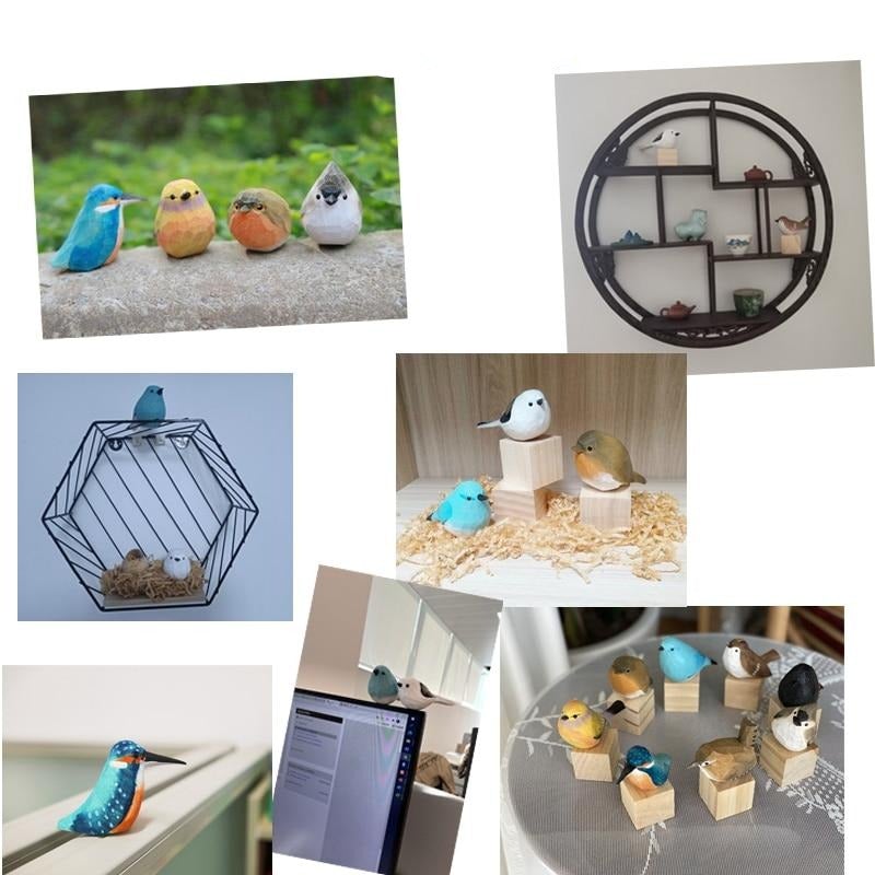 Houten Vogels - NatureCraft - Handgemaakt Ontwerp - Decoratief Object