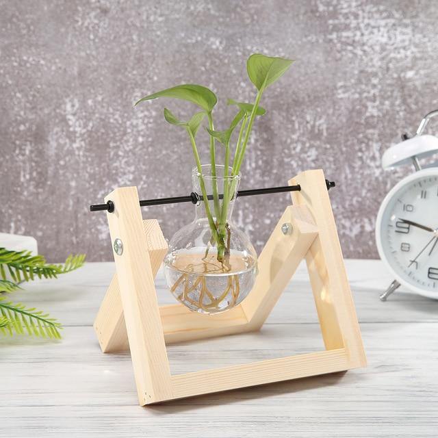 Propagatievaas - GlassNest - Houten Stand - Decoratieve Plantenhouder