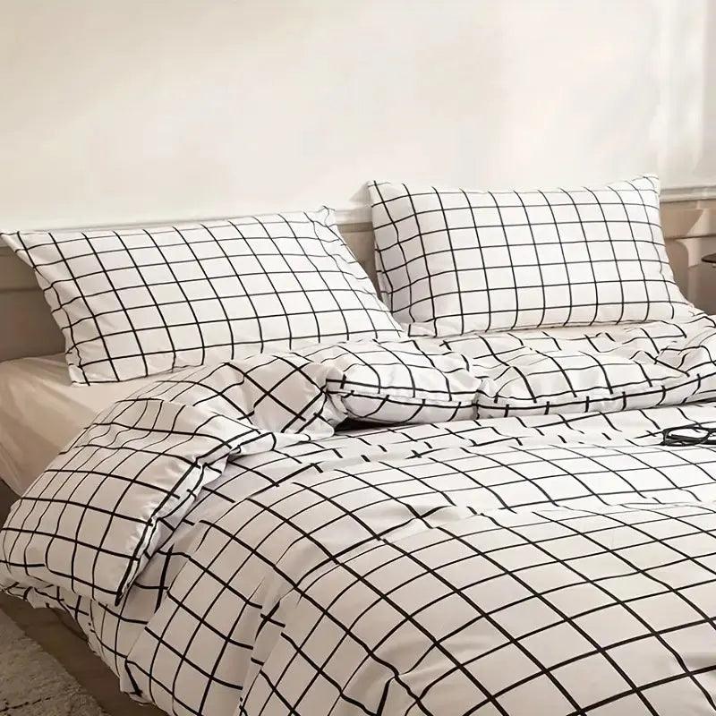 Dekbedovertrek Set - CozyNest - Ruitjespatroon - Ademend Comfort