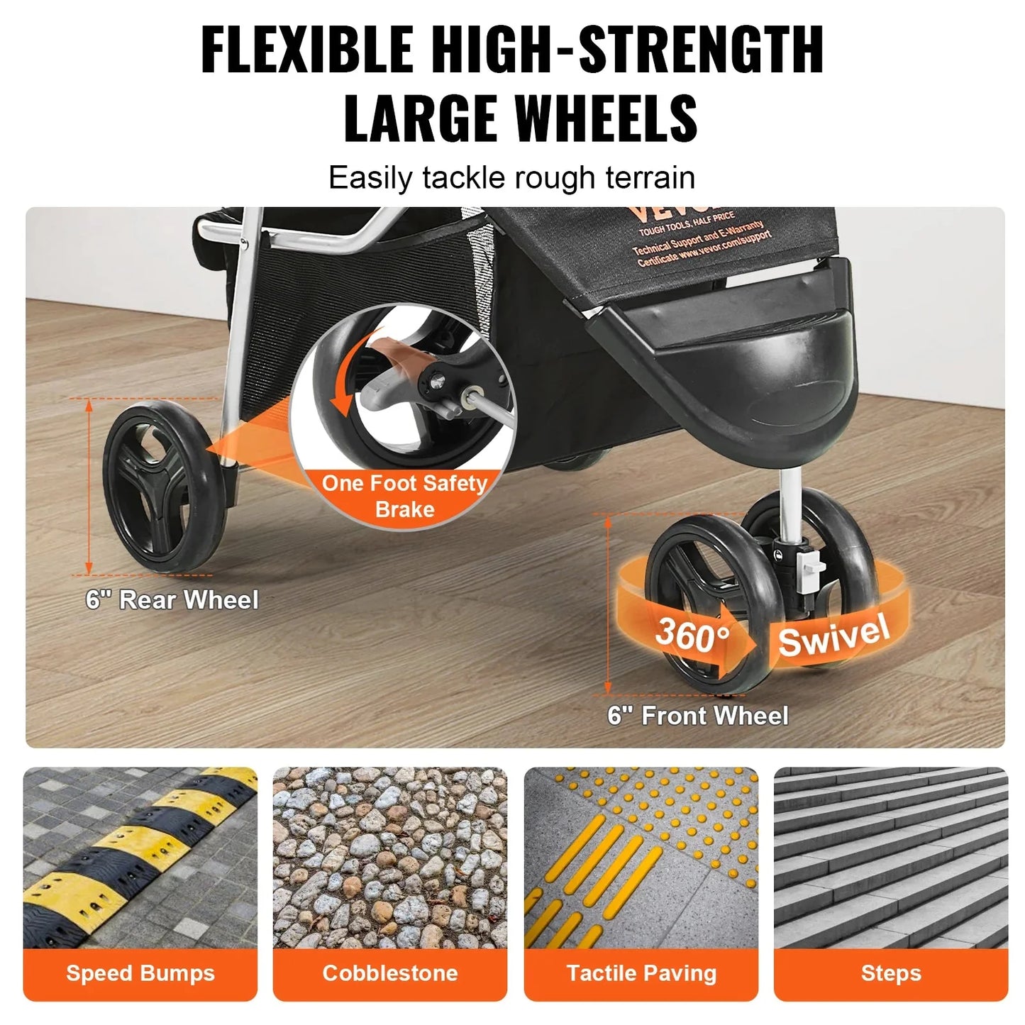 Hondenwagen - PetFlex - 3-Wiel Ontwerp - Voorste Pedalen Mand