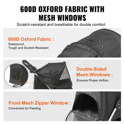 Hondenwagen - PetFlex - 3-Wiel Ontwerp - Voorste Pedalen Mand