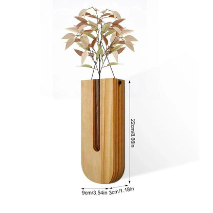 Muurvaas - NatureGrow - Houten Ophanghaak - Glazen Buis