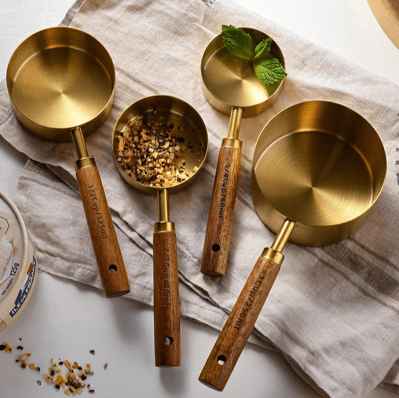 Maatbeker Set - WoodCraft - Walnoot Hout - 8 Delige Set